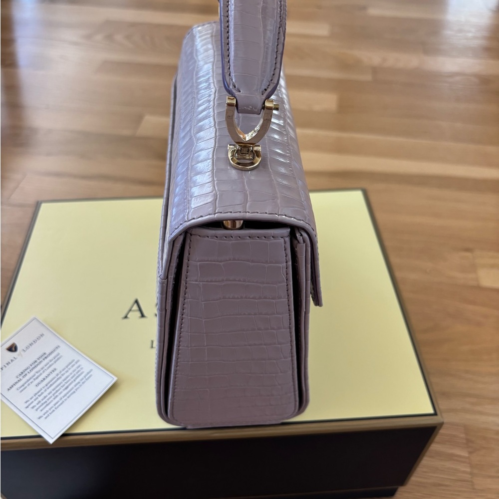 Aspinal of London Lilac Croc-Embossed Top-Handle Bag - Picture 5 of 11